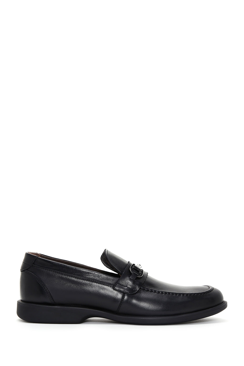 Erkek Siyah Deri Tokalı Klasik Loafer