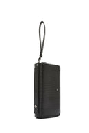 Men's Black Patterned Leather Wallet | Derimod