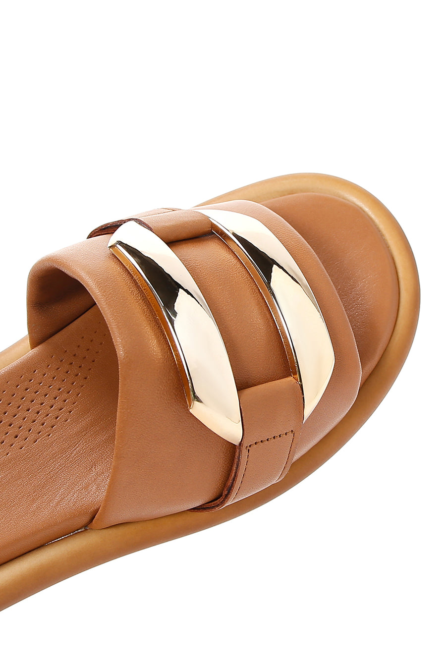 Women's Tan Leather Comfort Slippers