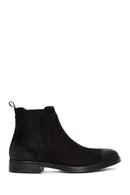 Men's Black Nubuck Leather Chelsea Flat Boots | Derimod