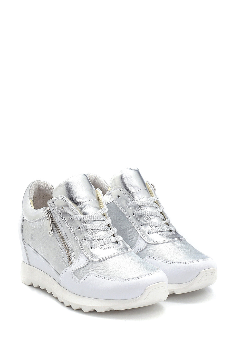 Kadın Deri Fermuar Detaylı Sneaker