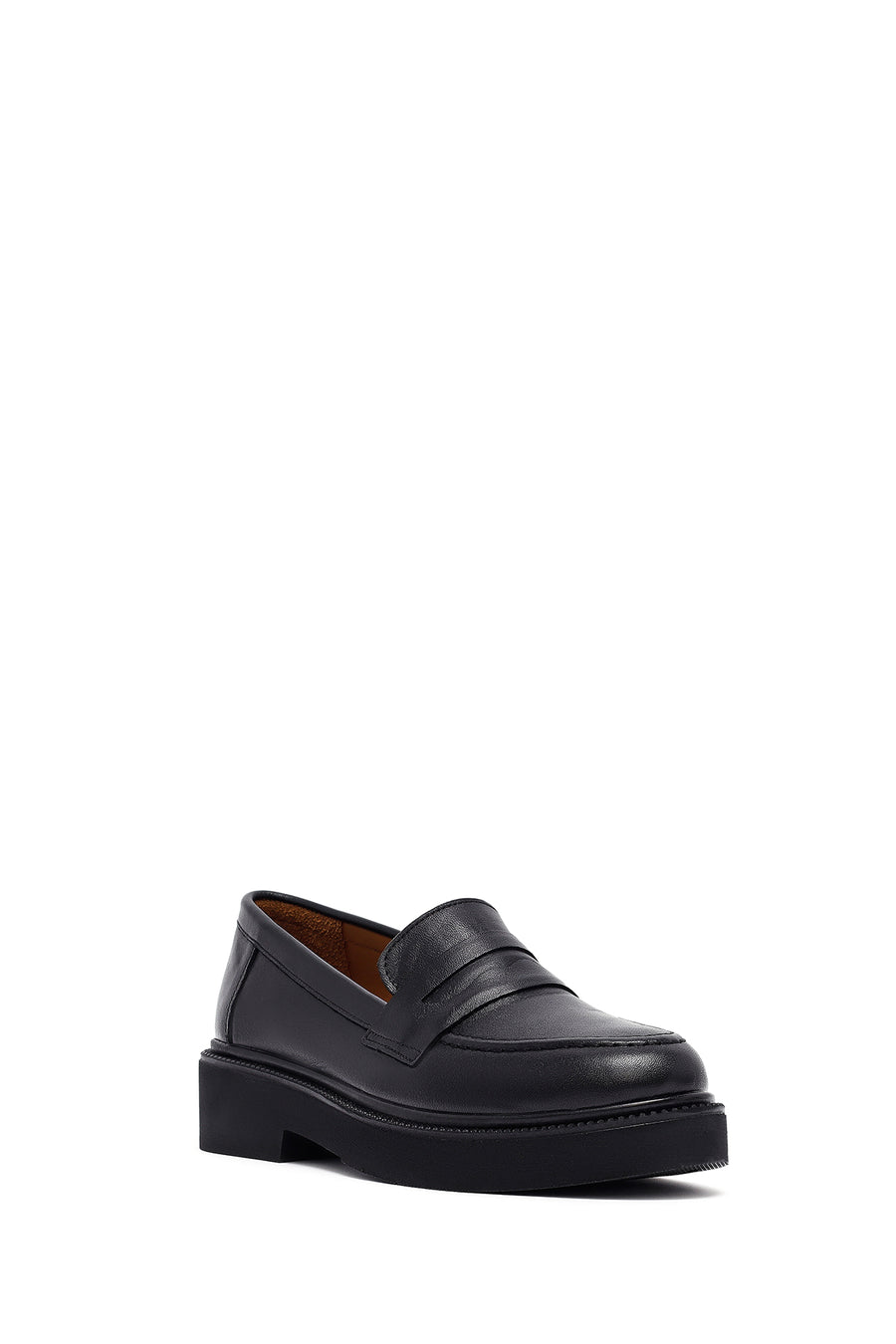 Woman Black Leather Masculine Loafer