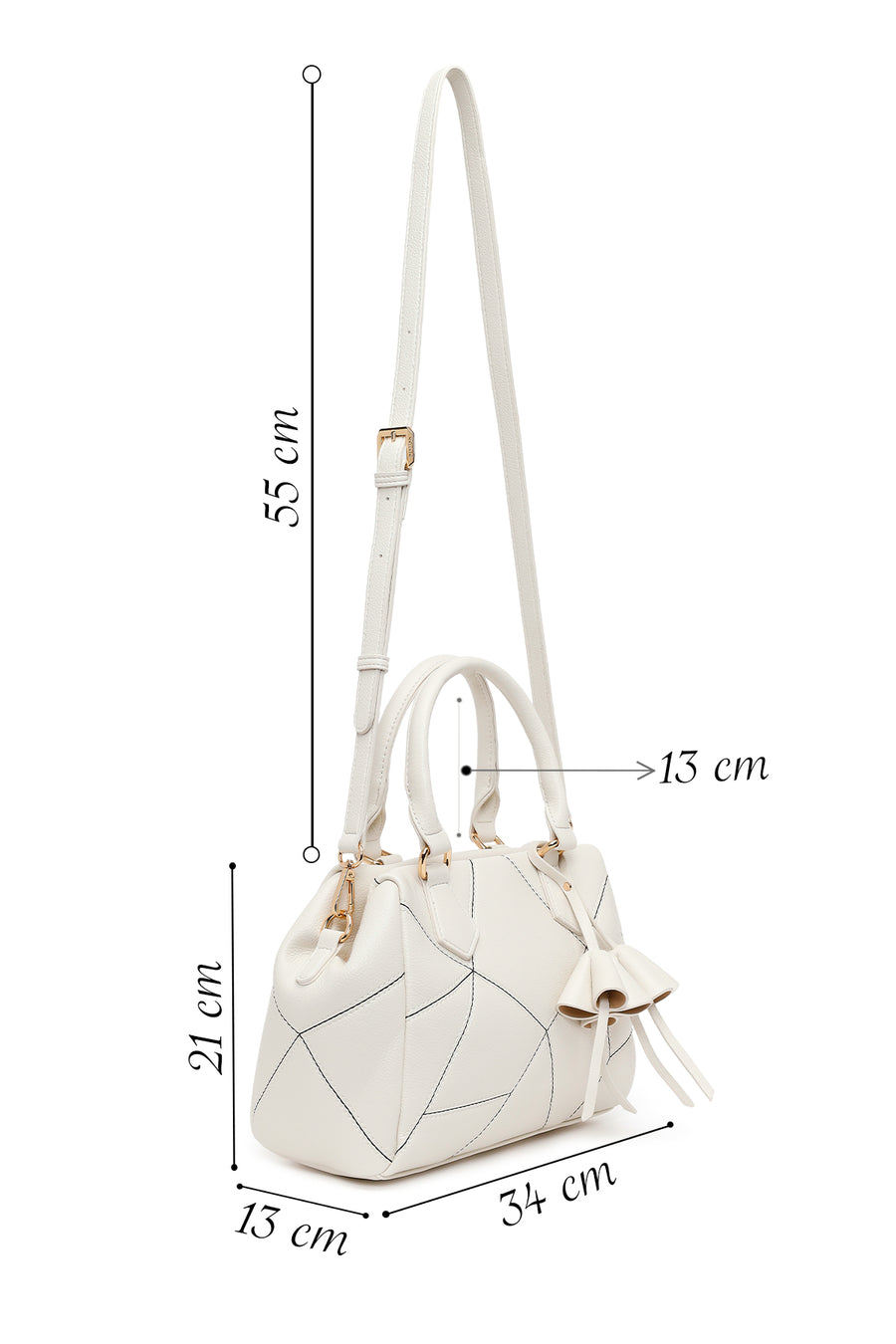 Woman Cream Long Strap Printed Shoulder Bag