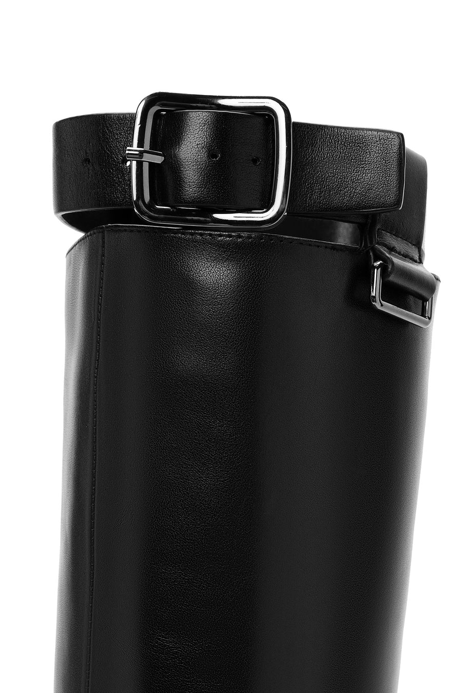 Women's Black Buckle Detailed Leather Boots