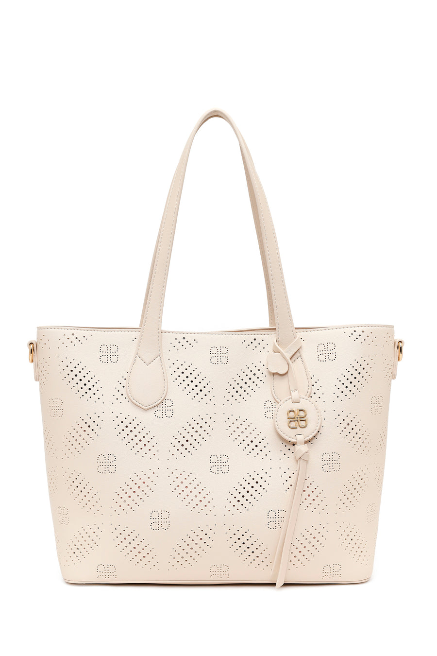 Woman Cream Long Strap Printed Shoulder Bag