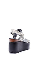Women's Crocodile Detailed Wedge Heeled Sandals | Derimod