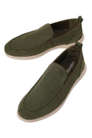 Male Khaki Nubuck Leather Loafer | Derimod