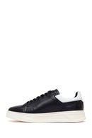 Erkek Siyah Bağcıklı Deri Sneaker | Derimod