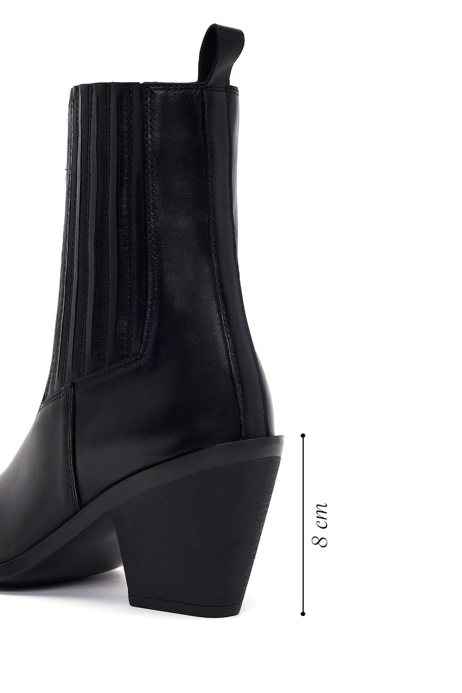 Kadın Siyah Kalın Topuklu Deri Chelsea Bot