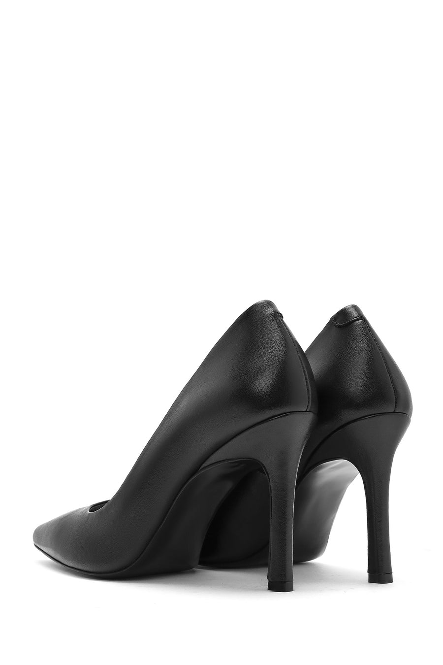 Kadın Siyah Yüksek İnce Topuklu Deri Stiletto