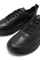 Erkek Siyah Bağcıklı Deri Sneaker | Derimod