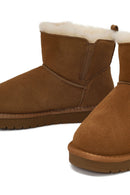 Woman Camel Suede Leather Teddy Boot | Derimod