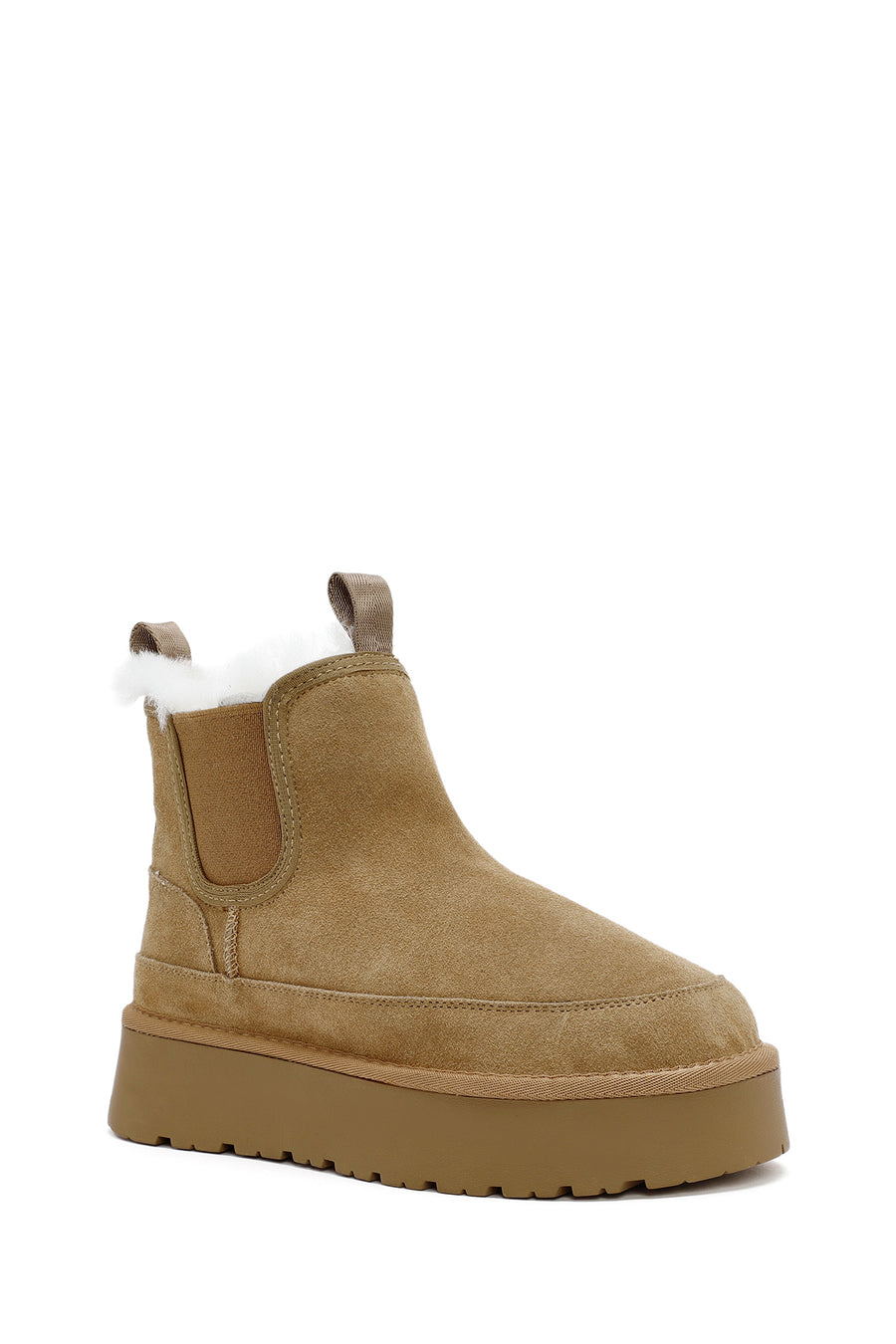 Woman Brown Thick-Soled Teddy Suede Leather Boat