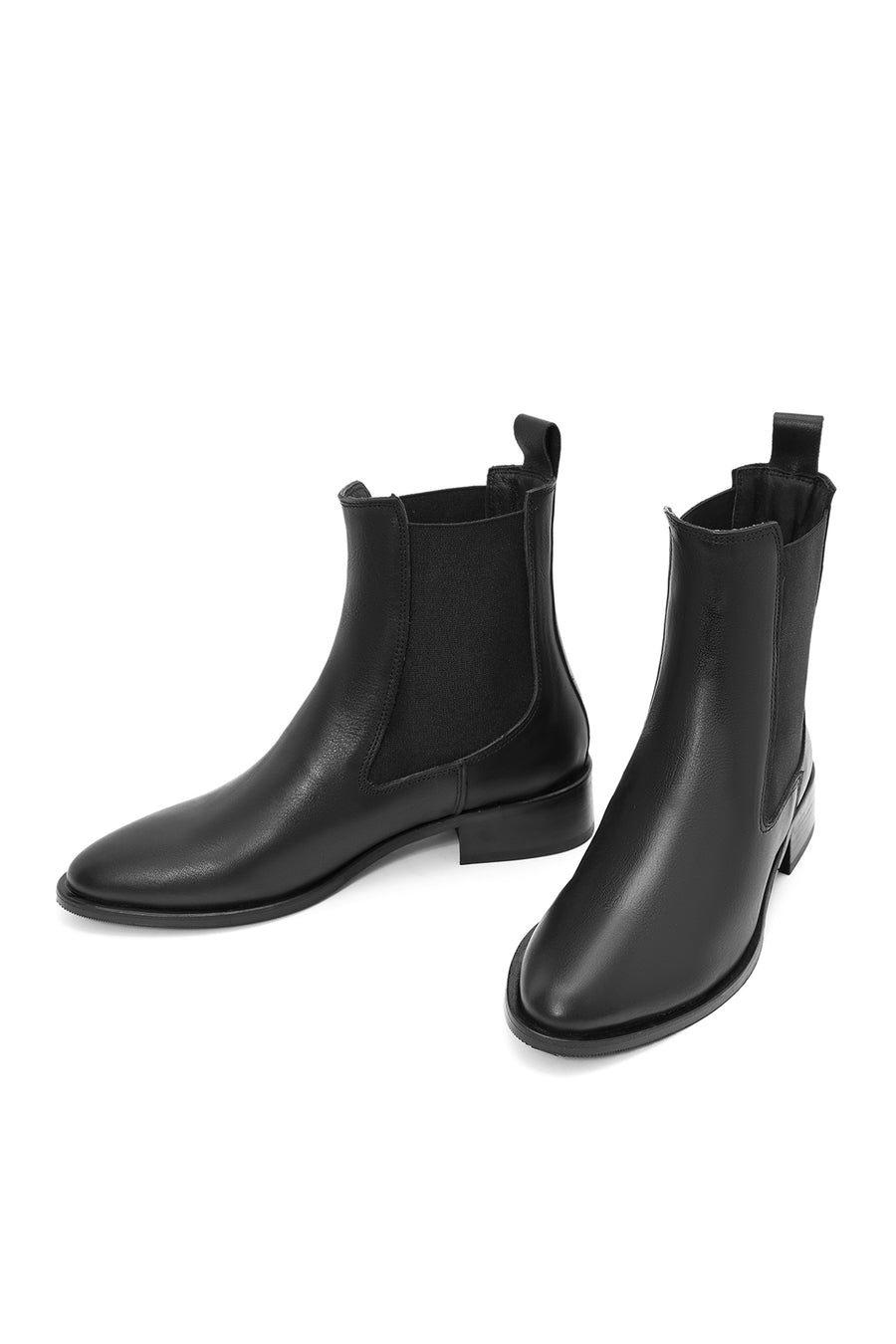 Women's Black Leather Chelsea Boots