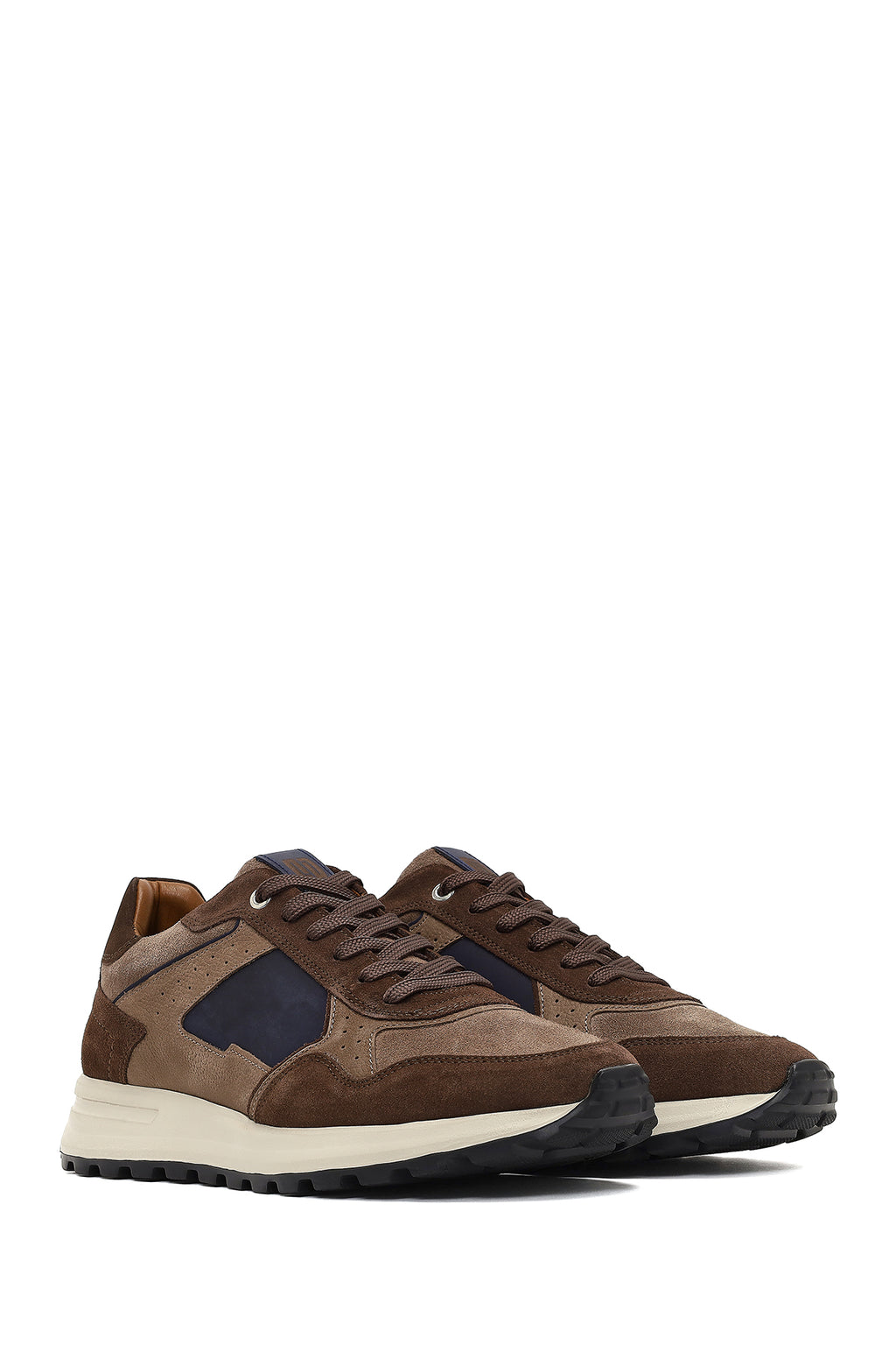 Erkek Kahverengi Bağcıklı Deri Sneaker