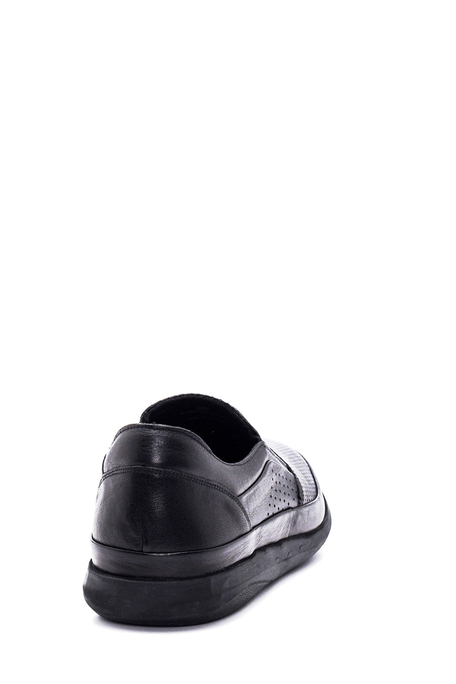 Erkek Siyah Deri Delikli Spor Loafer