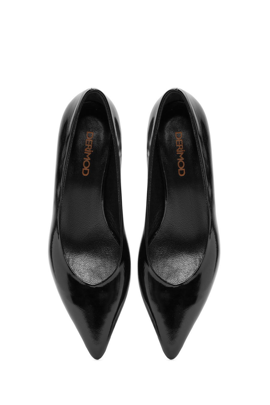 Women's Black Low Thin Heel Patent Leather Shoes
