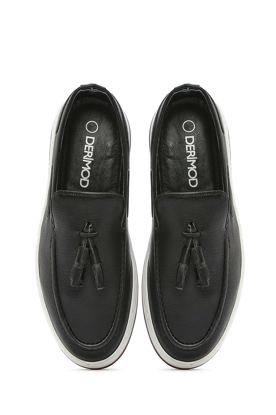 Erkek Siyah Püsküllü Deri Casual Loafer