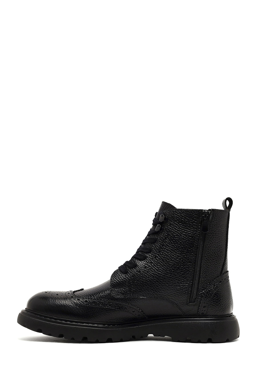 Men's Black Zippered Leather Boots