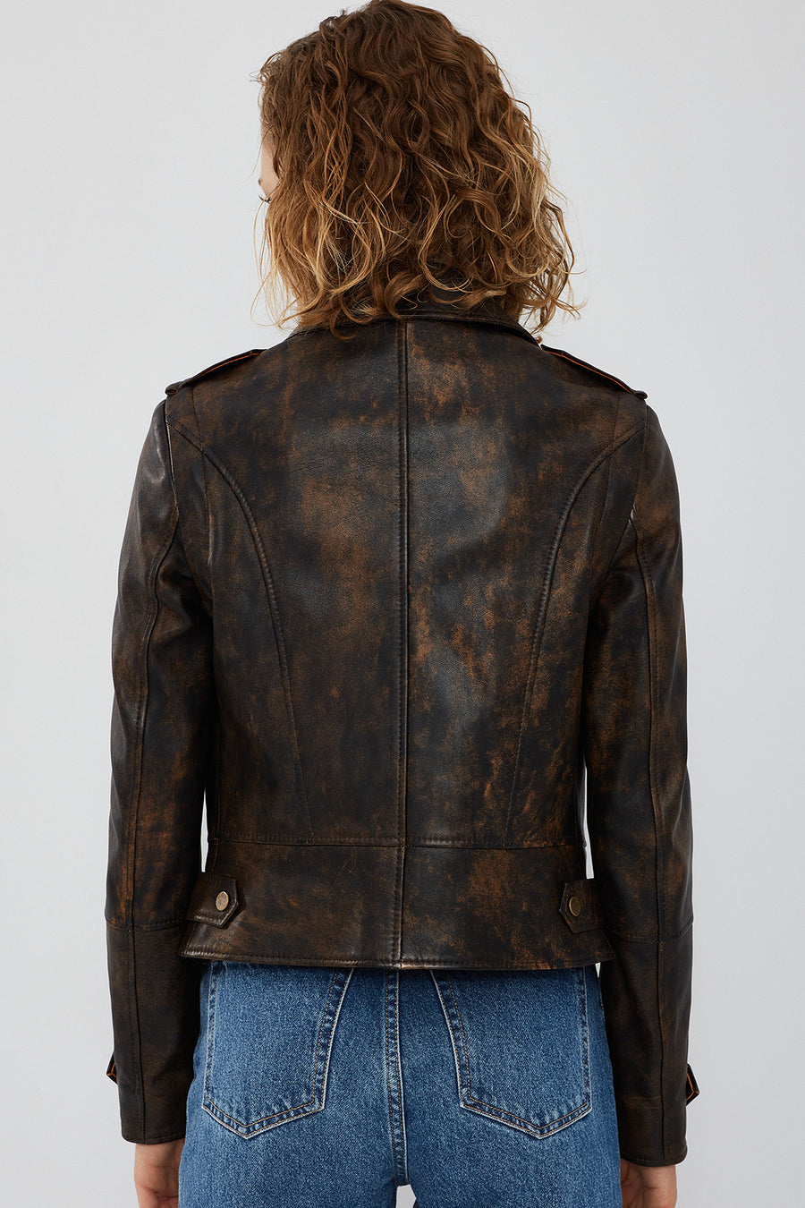 Newyork Women's Brown Vintage Biker Leather Jacket