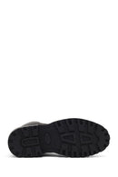 Men's Black Zippered Leather Combat Boots | Derimod