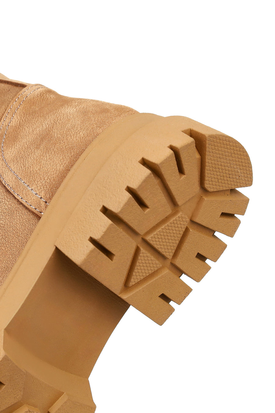 Women's Camel Zippered Thick-Soled Nubuck Leather Ankle Boots