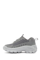 Caterpillar Men's Grey Intruder Essential Lace-Up Chunky Sole Leather Sneaker | Derimod
