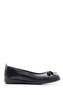 Women's Snake Detailed Leather Ballerinas | Derimod