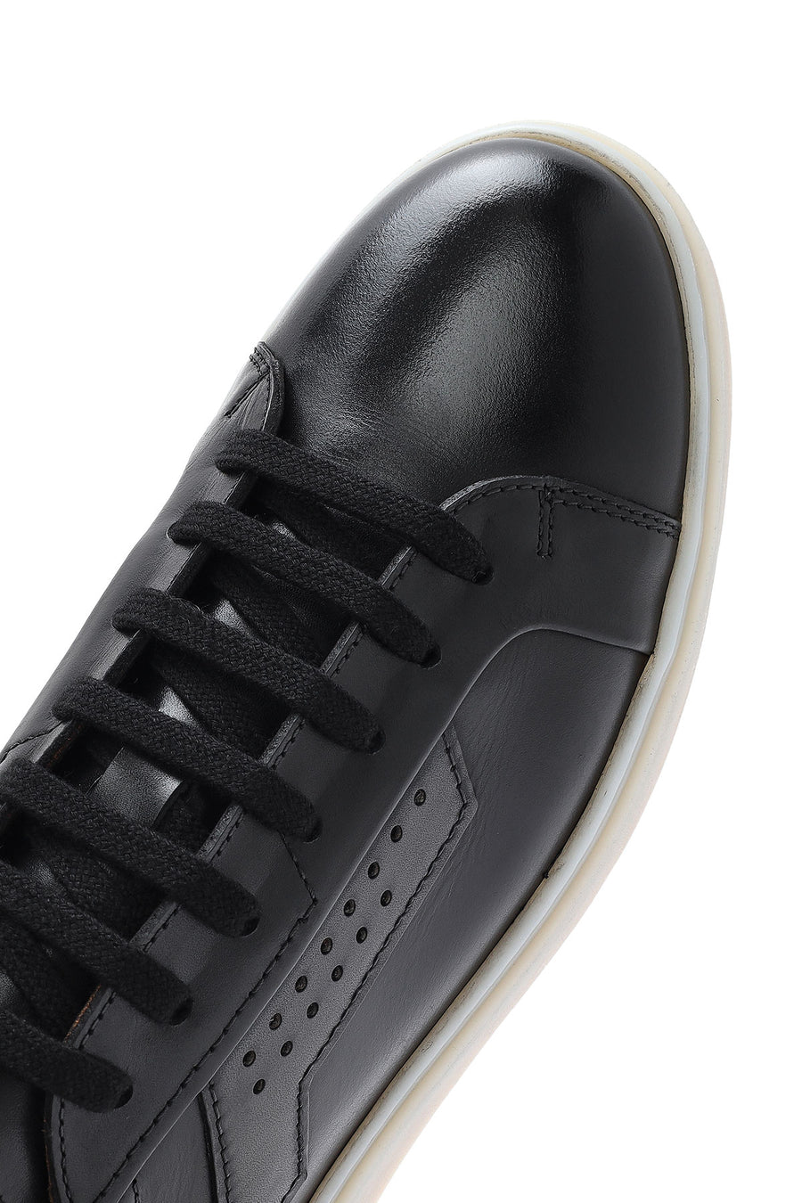 Erkek Siyah Bağcıklı Deri Sneaker