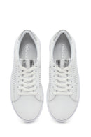 Kadın Beyaz Bağcıklı Deri Sneaker | Derimod