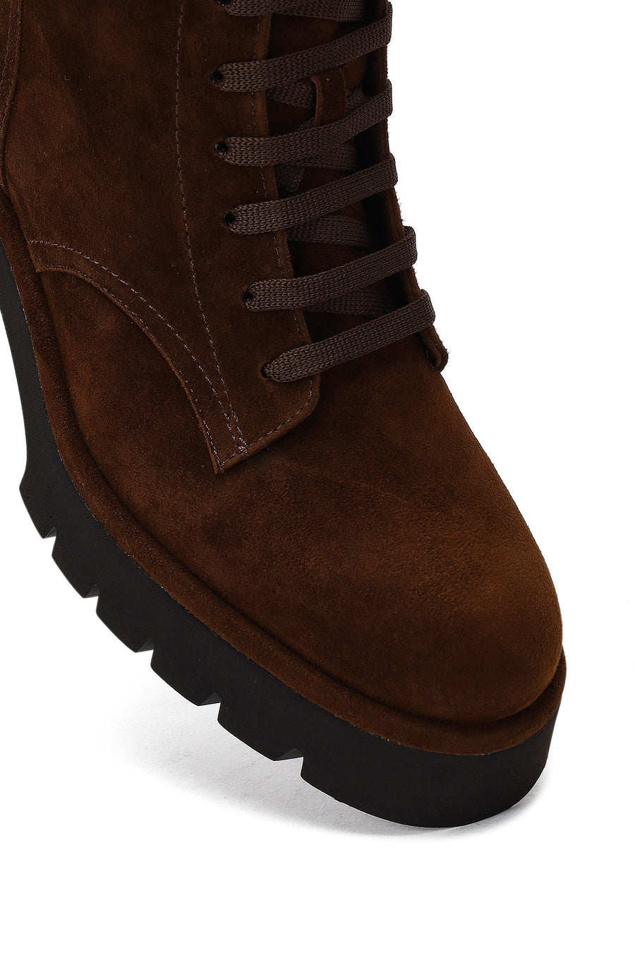 Women's Brown Zippered Thick-Soled Suede Leather Combat Boot