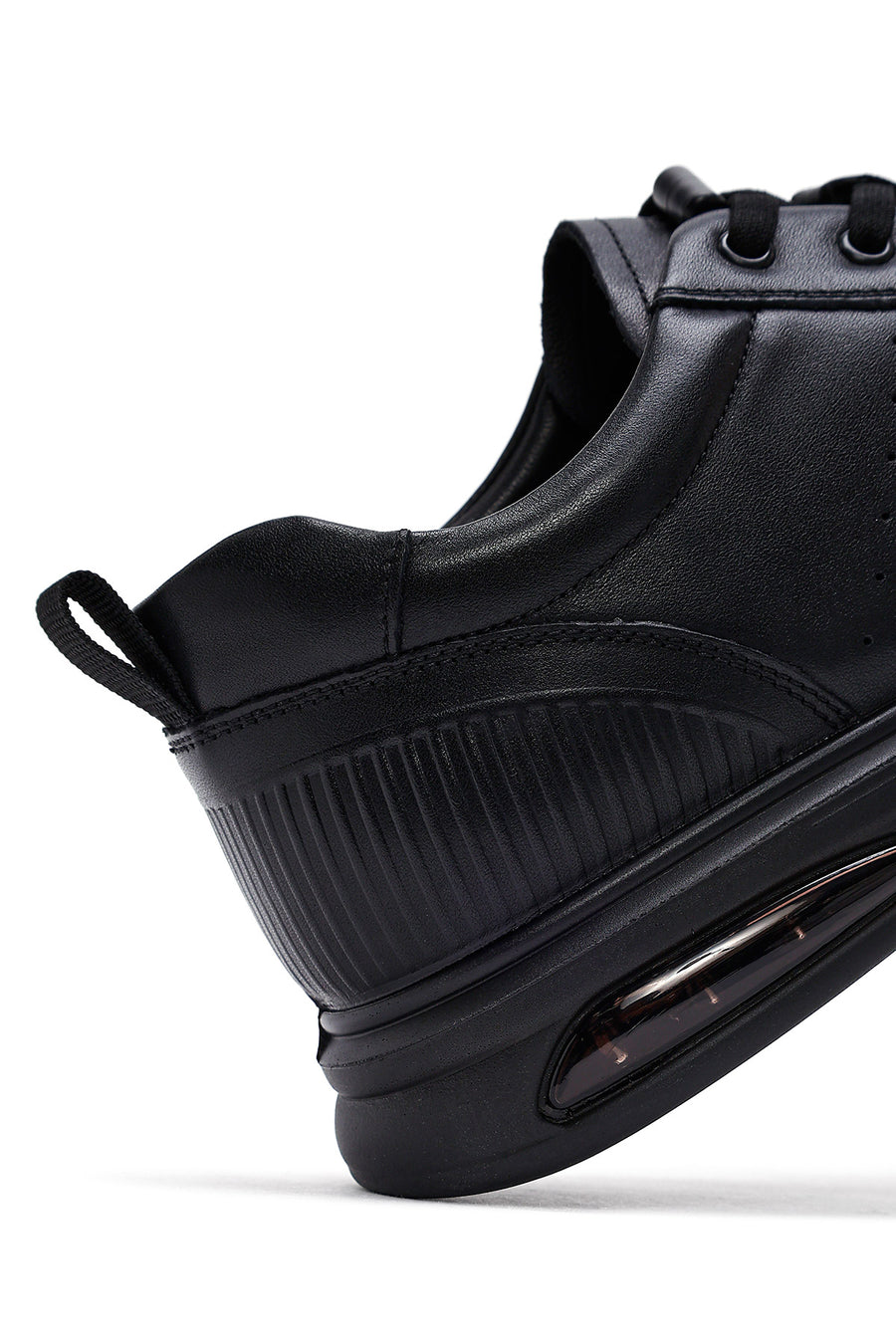 Erkek Siyah Bağcıklı Deri Sneaker