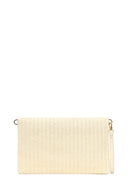 Woman Cream Chain Long-Strap Straw Clutch Bag | Derimod