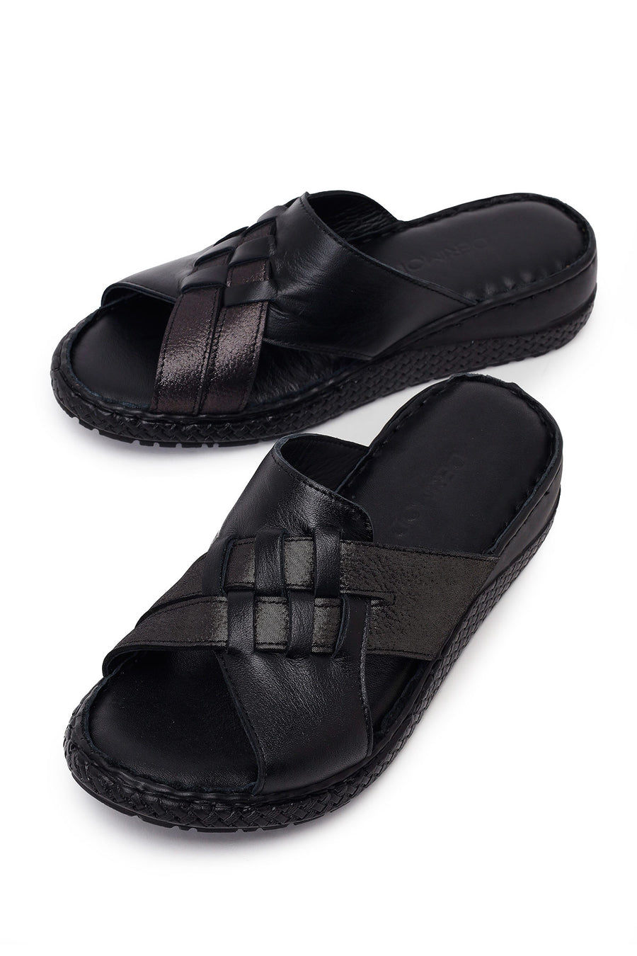 Woman Black Wedge Comfort Slipper