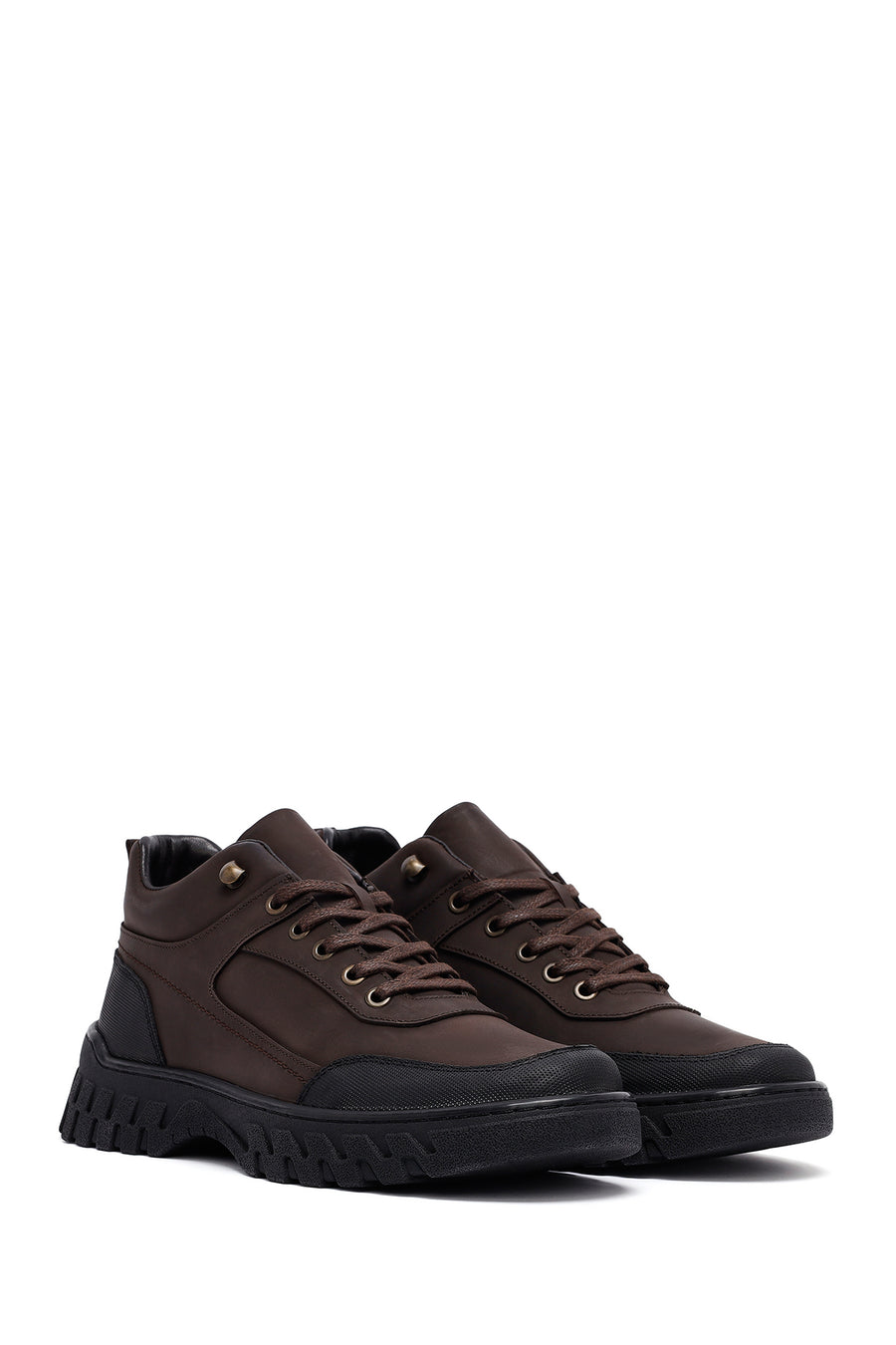 Male Brown Lace-up Nubuck Leather Boots