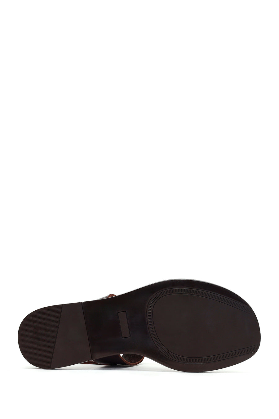 Women's Brown Buckle Thong Leather Sandals