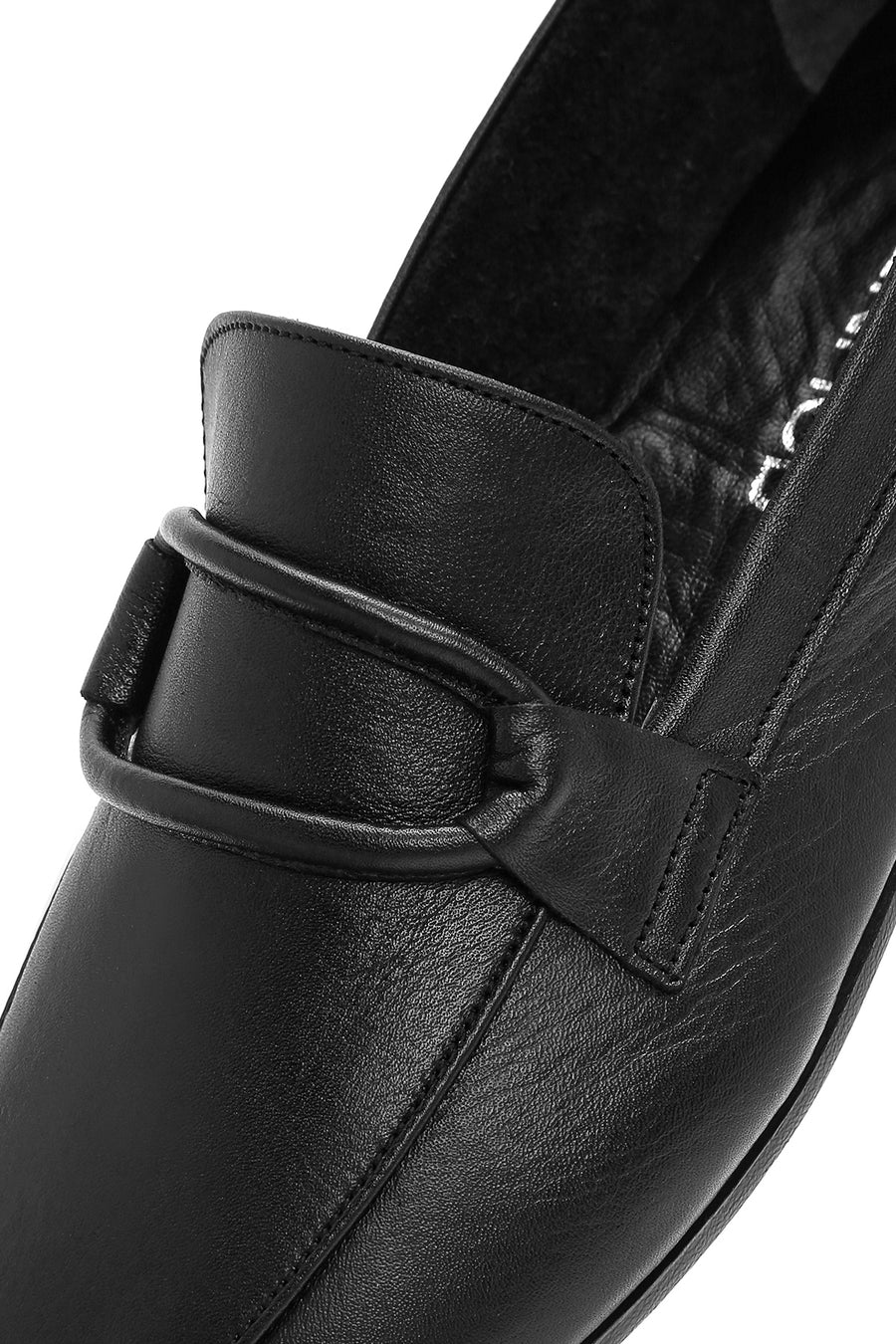 Kadın Siyah Deri Maskülen Loafer