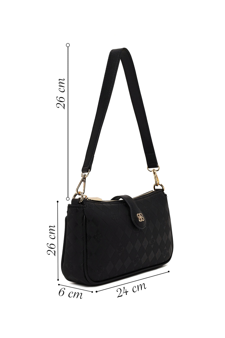 Woman Black Printed Mini Shoulder Bag