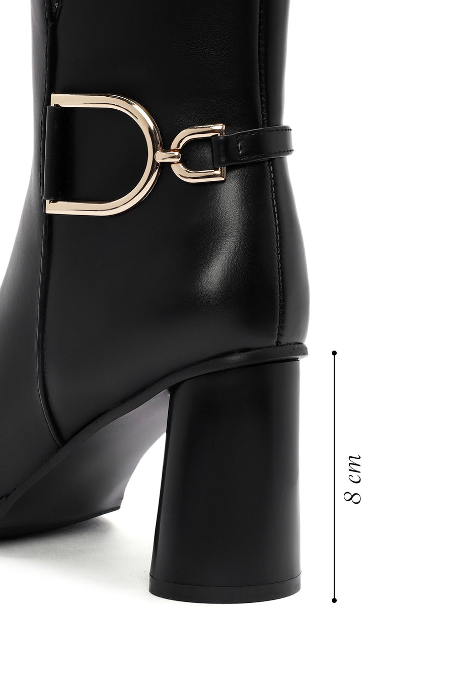 Women's Black Accessory Detailed Zippered Thick Heeled Boots