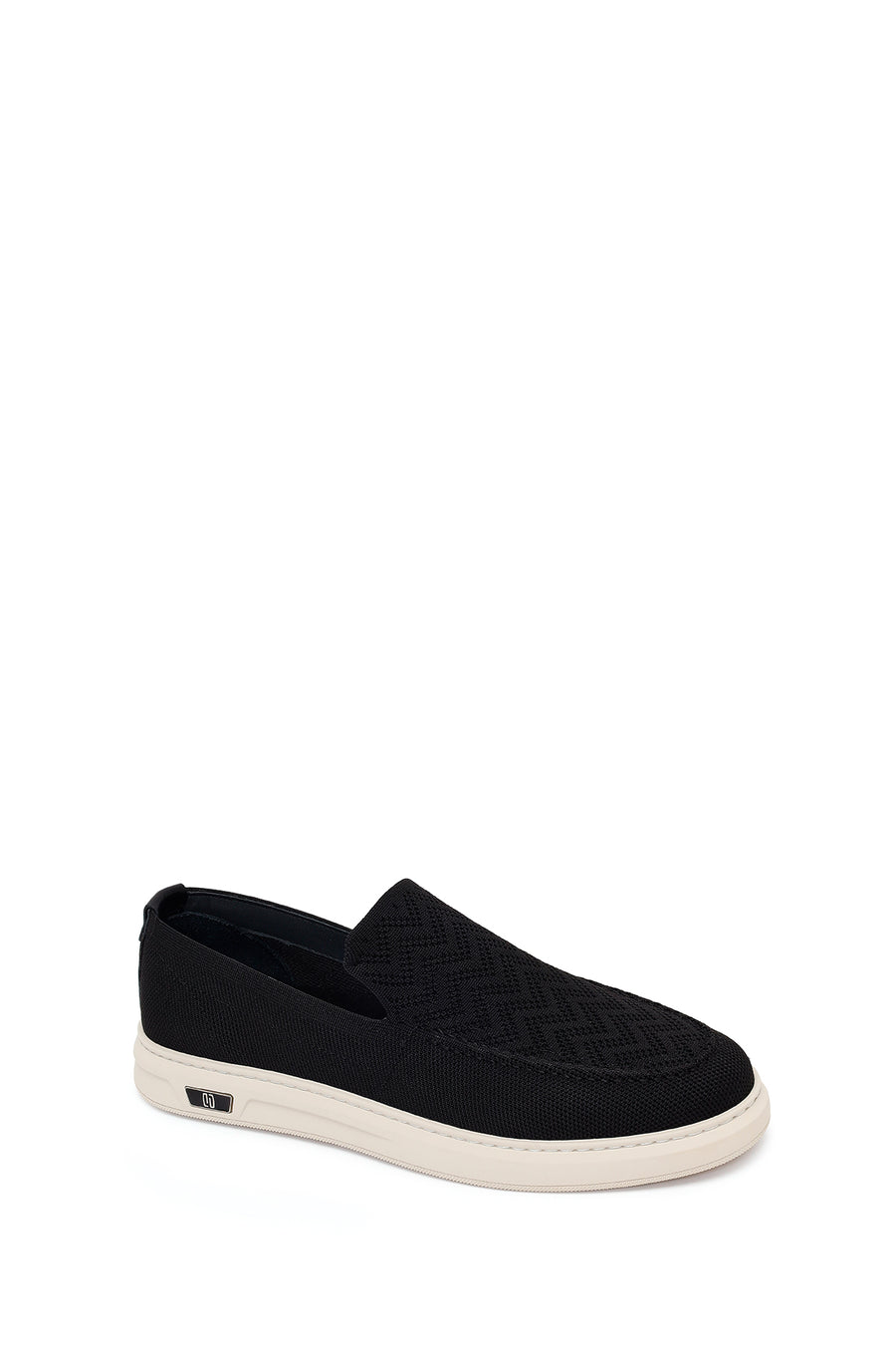 Male Black Patterned Fabric Loafer