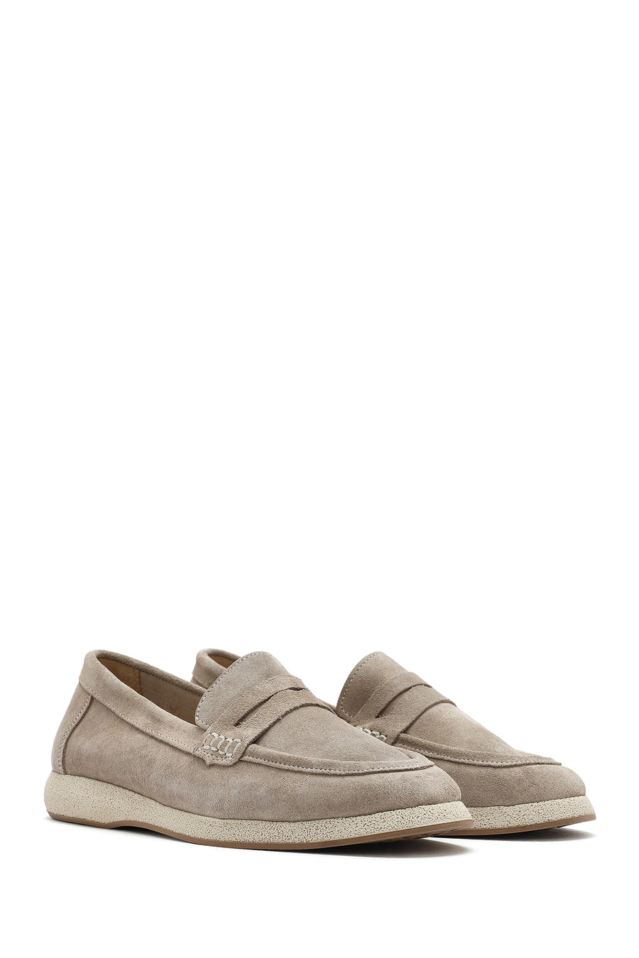 Women's Beige Suede Leather Loafer