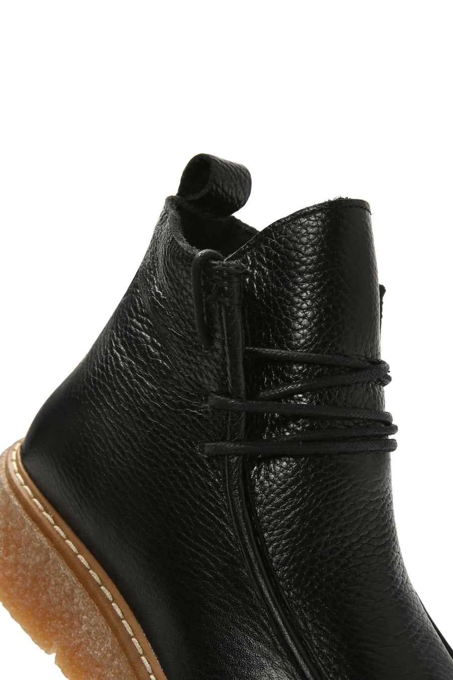 Women's Black Thick Sole Lace Up Leather Boots