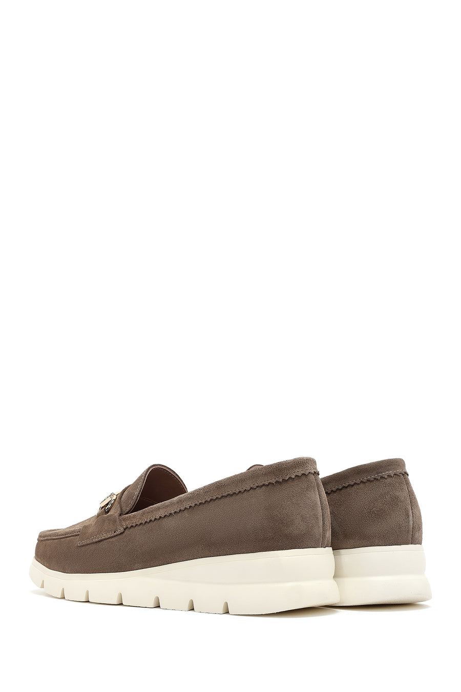 Kadın Vizon Dolgu Topuklu Süet Deri Comfort Loafer