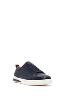 Erkek Lacivert Bağcıklı Deri Sneaker | Derimod