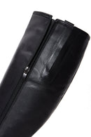 Women's Black Zippered Leather Boots | Derimod