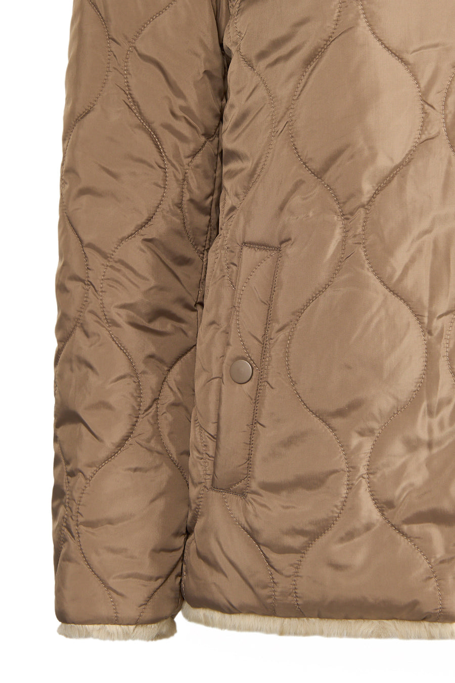 Tahoe Kadın Vizon Çift Taraflı Kapüşonlu Oversize Teddy Mont