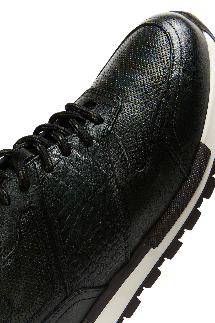 Men's Green Leather Printed Sneaker