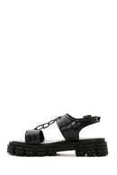 Women's Black Crocodile Thick Soled Sandals | Derimod