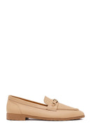 Kadın Bej Tokalı Maskülen Deri Loafer | Derimod