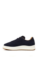 Male Navy Blue Lace-up Thick-soled Suede Leather Sneaker | Derimod